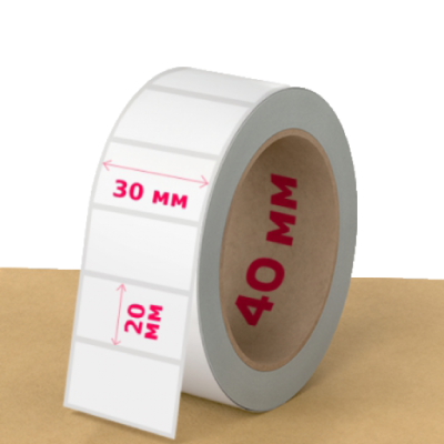 Термоэтикетка 30*20мм (1800 шт/рулон, втулка 40 мм)
